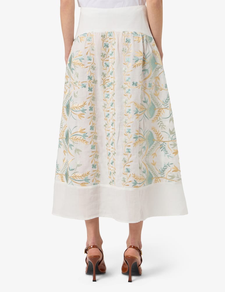 rinascente Greek Archaic Kori Blossom embroidered long skirt