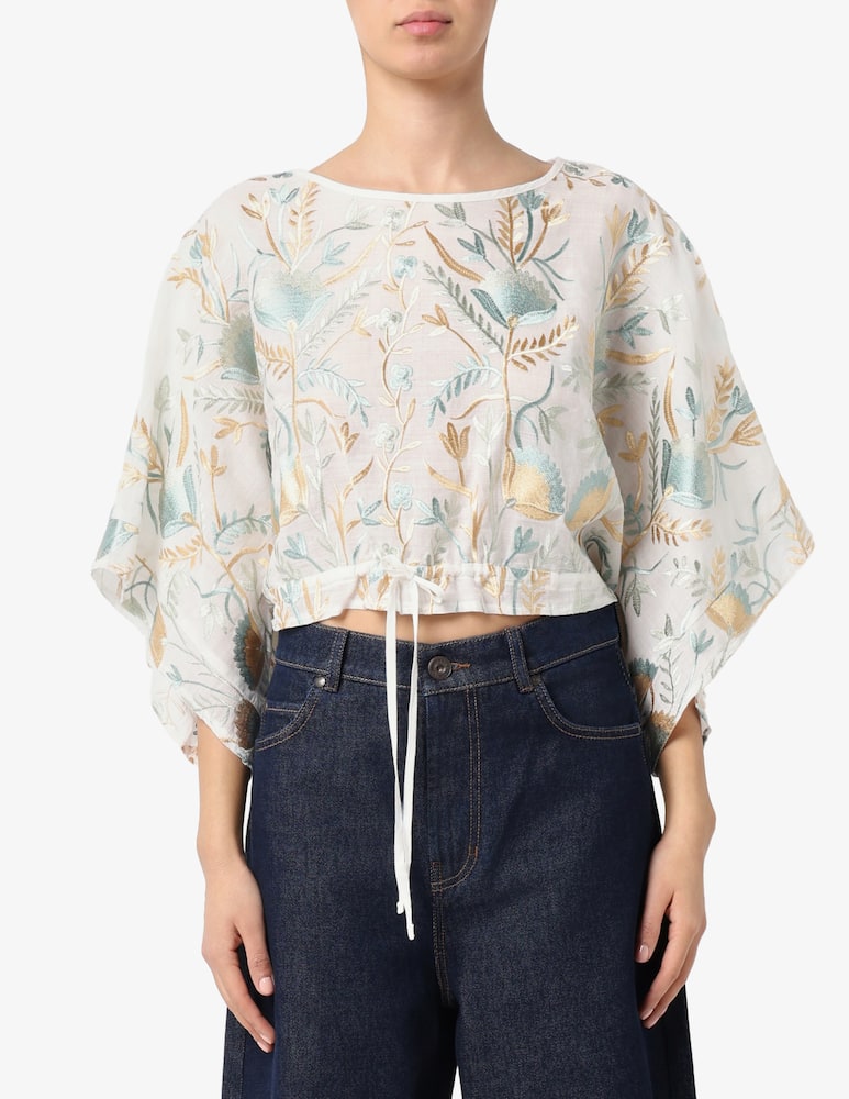 rinascente Greek Archaic Kori Blossom embroidered drawstring blouse