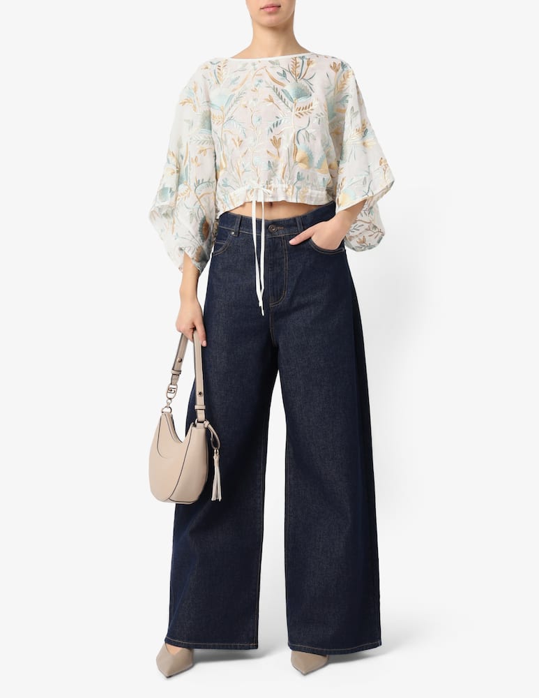 rinascente Greek Archaic Kori Blossom embroidered drawstring blouse