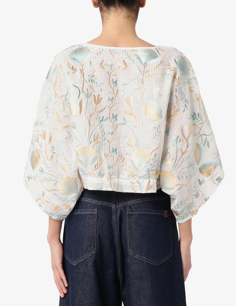 rinascente Greek Archaic Kori Blossom embroidered drawstring blouse