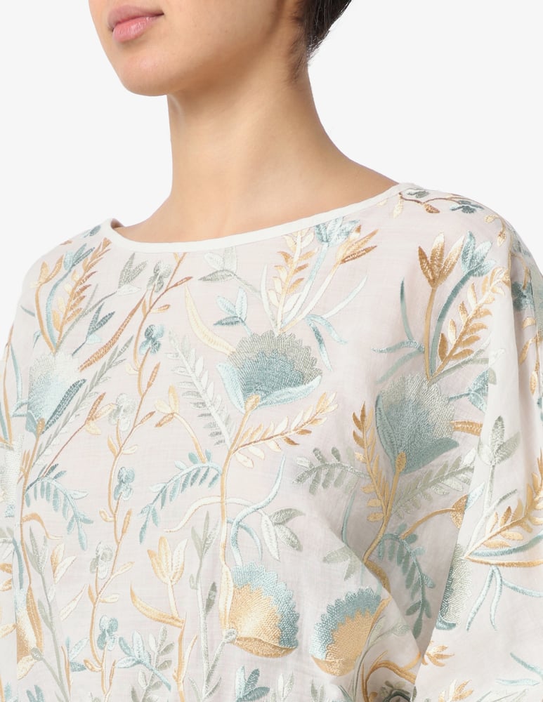 rinascente Greek Archaic Kori Blossom embroidered drawstring blouse