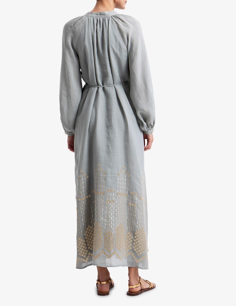 rinascente Greek Archaic Kori Bib collar long dress