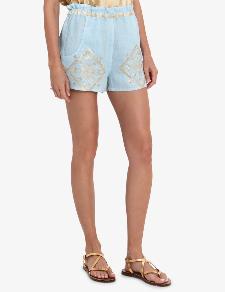 rinascente Greek Archaic Kori Lefkada ruffle shorts