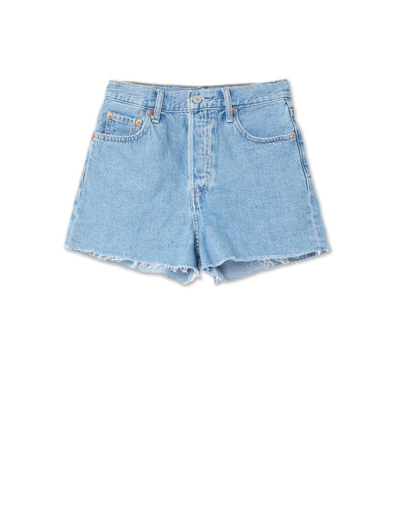 rinascente Levi's Denim ribcage shorts raw edge - blue