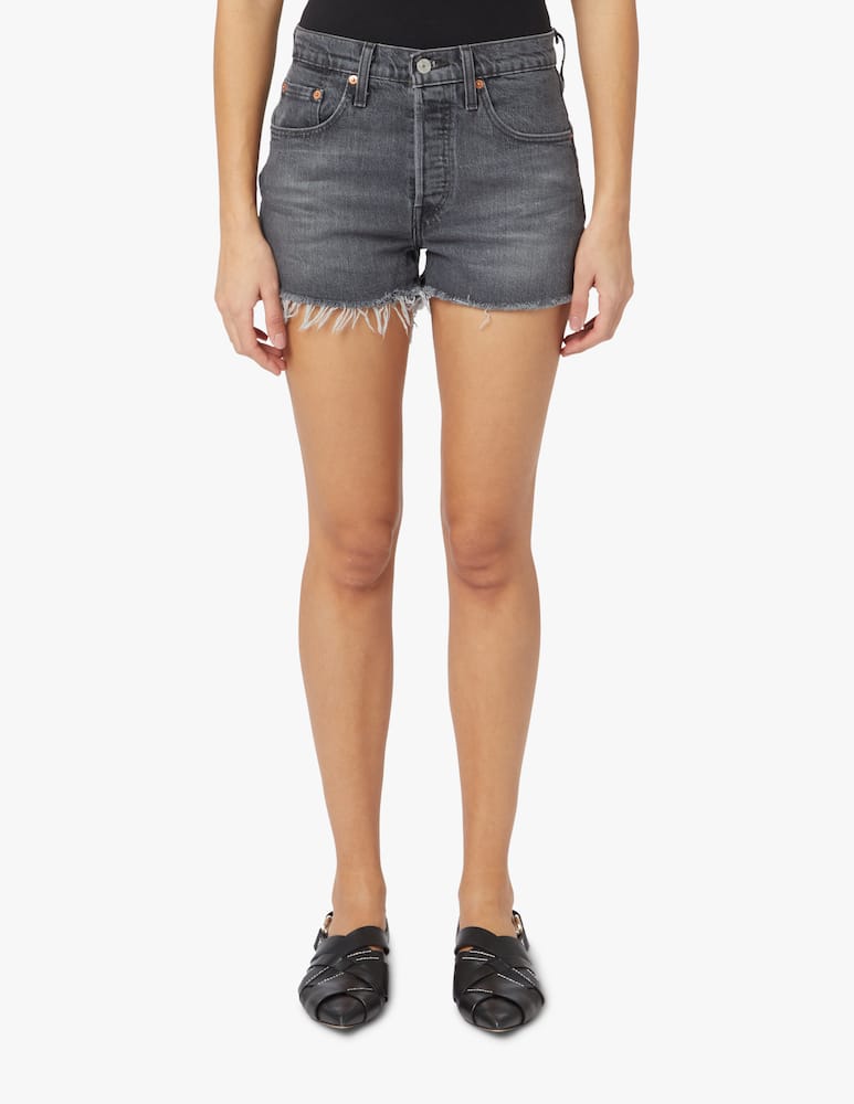 rinascente Levi's Pantaloni corti di jeans bordo grezzo 501 - nero