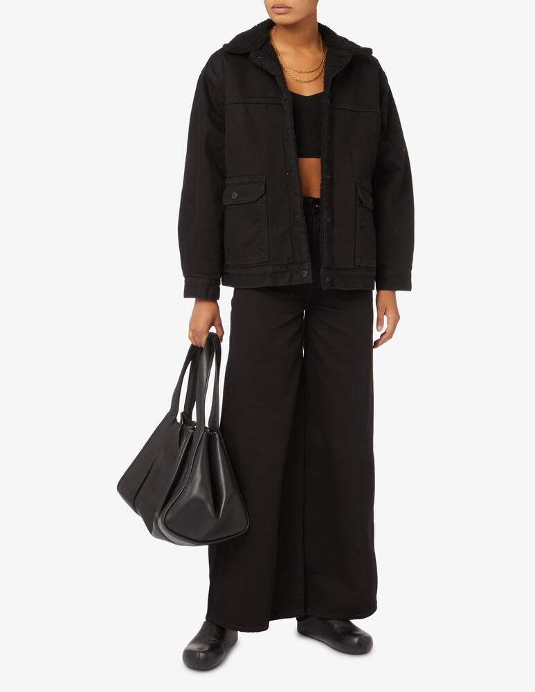rinascente Levi's Made & Crafted Sherpa Trucker long oversized denim jacket - Black