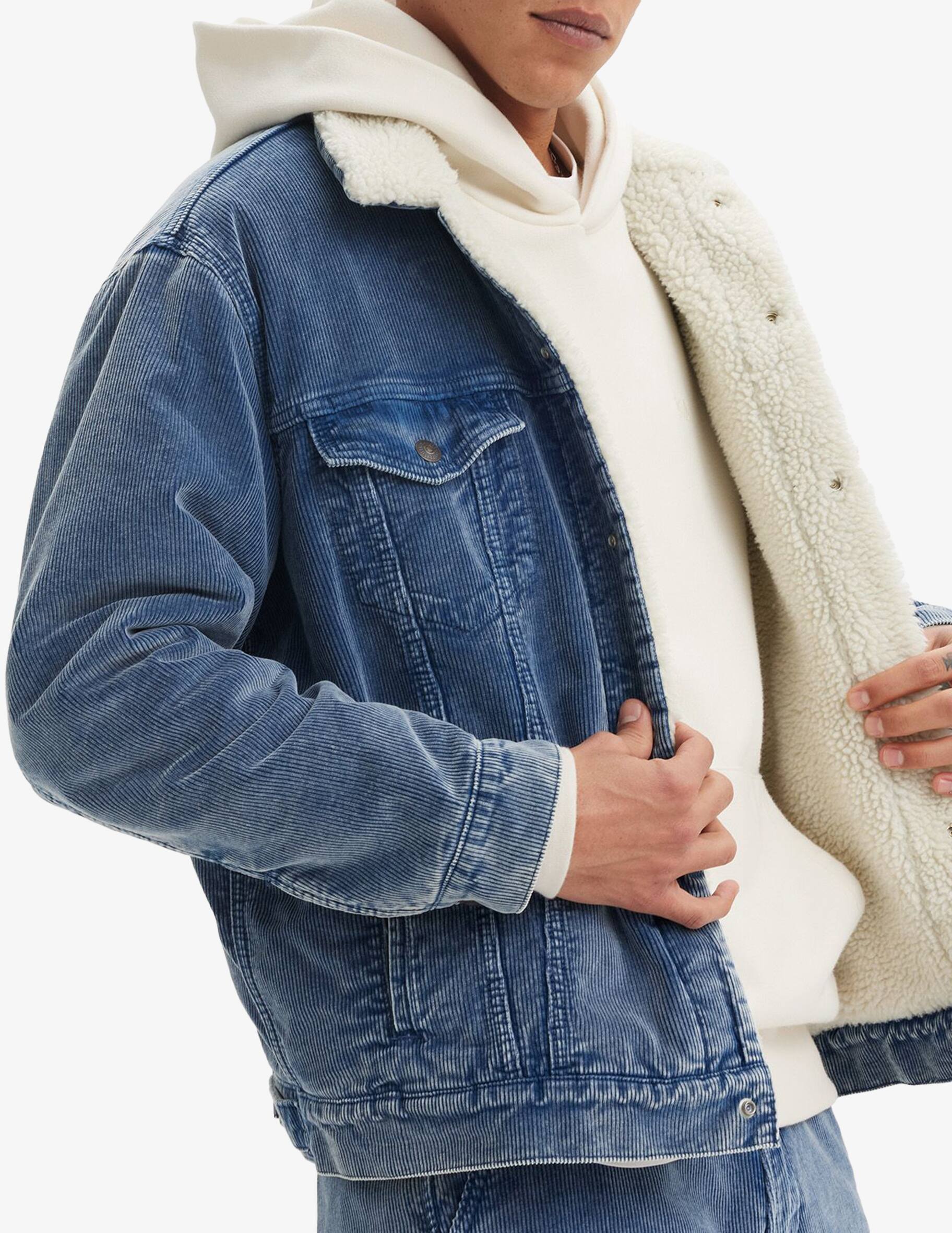 ERL Sherpa Denim Trucker Jacket X Levi's In Blu | SVD - Foto 9