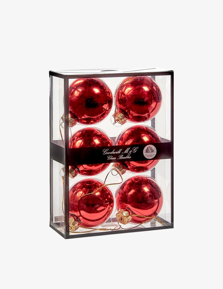rinascente Goodwill Box 6 Palline Vetro Rosse 7Cm
