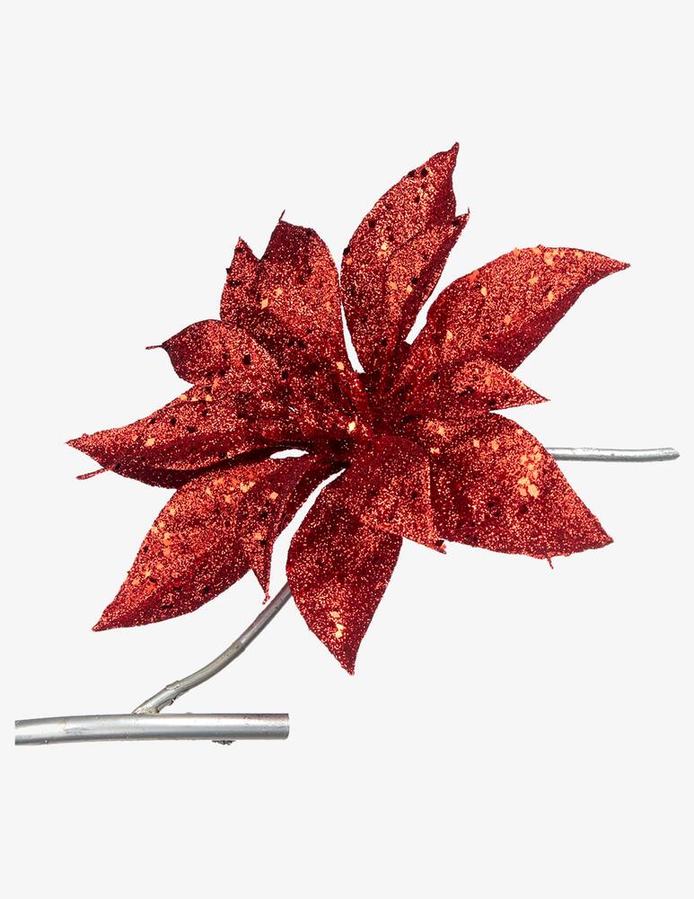 rinascente Goodwill Glitter Poinsettia On Clip Red 19Cm