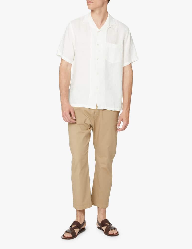 rinascente Portuguese Flannel Camicia manica corta 100% lino - bianco