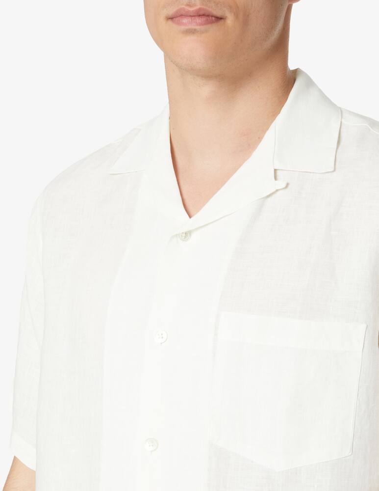 rinascente Portuguese Flannel Camicia manica corta 100% lino - bianco