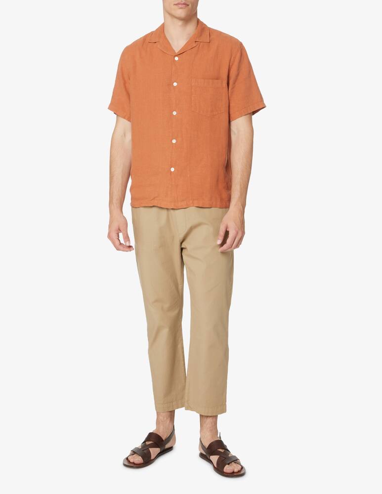 rinascente Portuguese Flannel 100% linen short sleeve shirt - brown