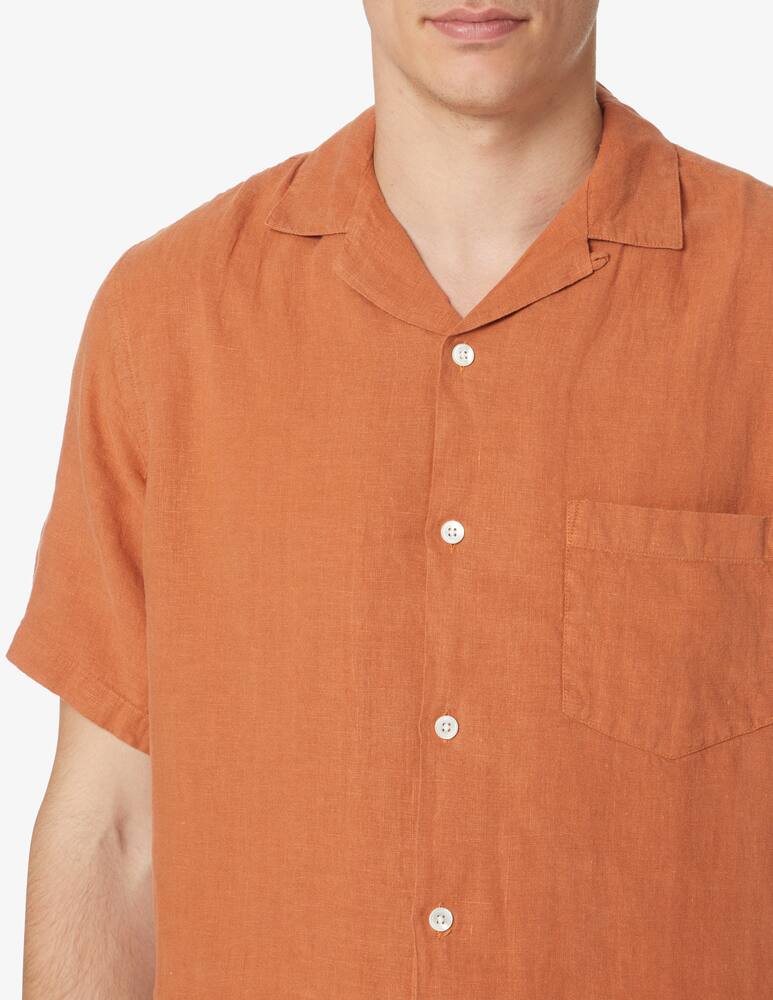 rinascente Portuguese Flannel 100% linen short sleeve shirt - brown