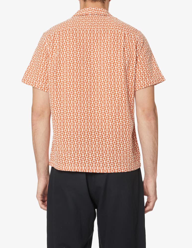 rinascente Portuguese Flannel Embossed flower short sleeve shirt - brown