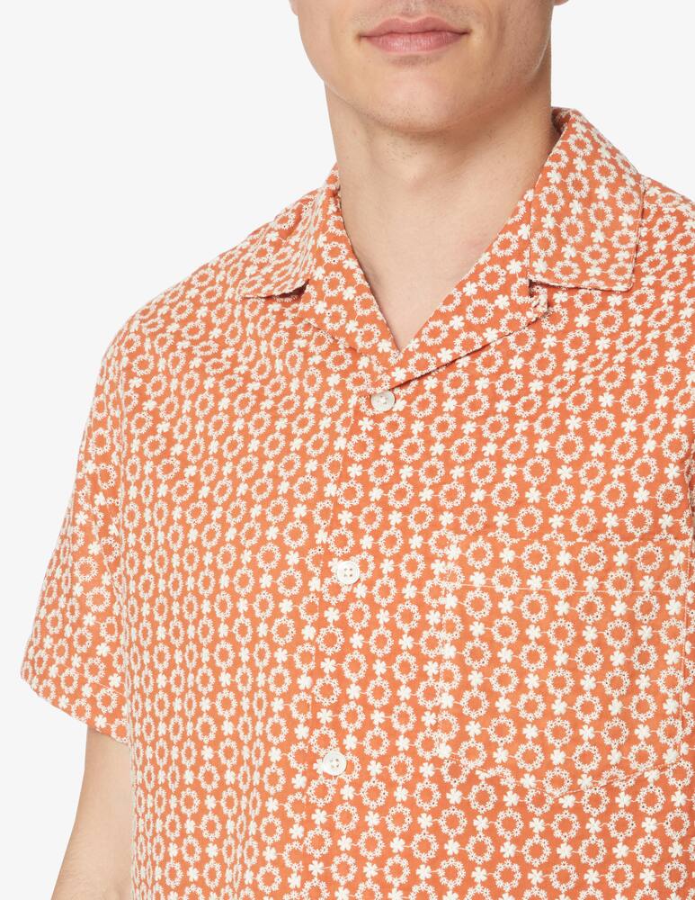 rinascente Portuguese Flannel Embossed flower short sleeve shirt - brown