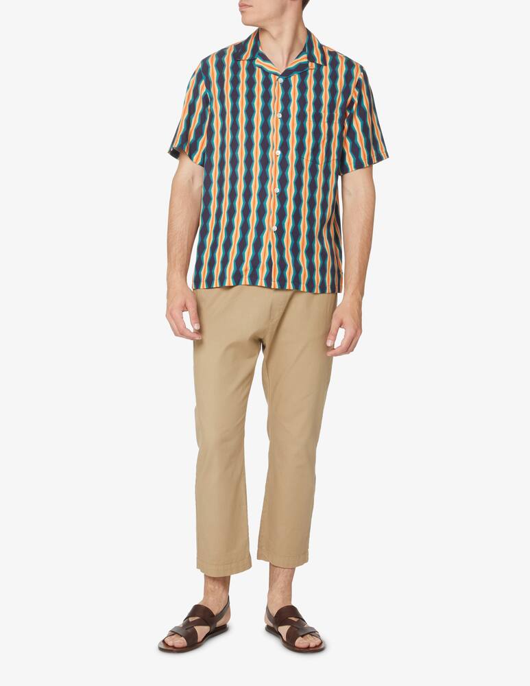 rinascente Portuguese Flannel Striped geo short sleeve shirt - multi