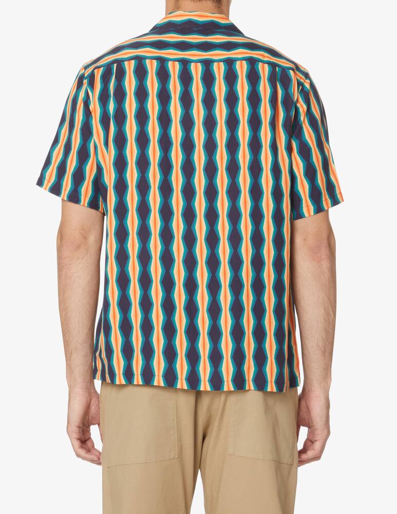 rinascente Portuguese Flannel Striped geo short sleeve shirt - multi