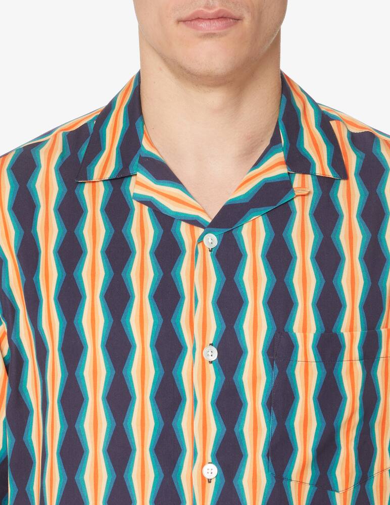 rinascente Portuguese Flannel Striped geo short sleeve shirt - multi