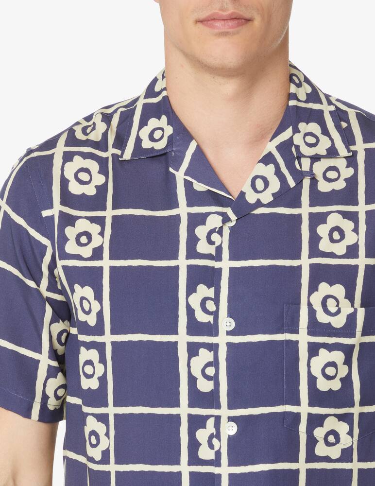 rinascente Portuguese Flannel Flowers and check short sleeve shirt - multi