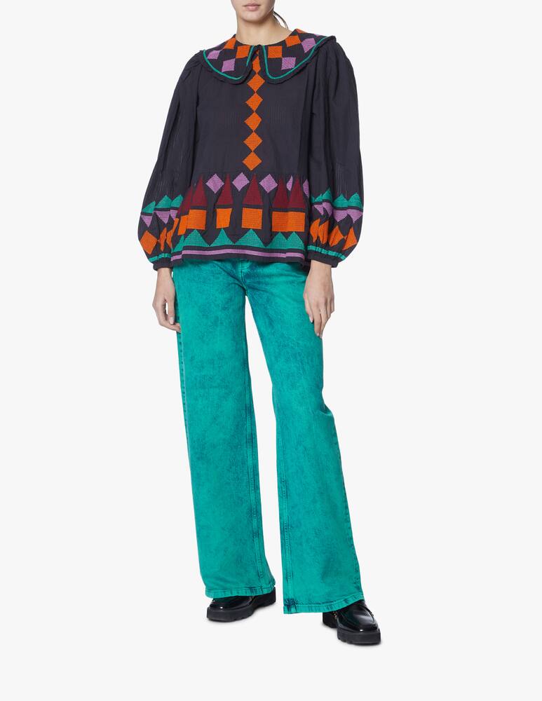rinascente Stella Nova Ethnic embroidery blouse - blue