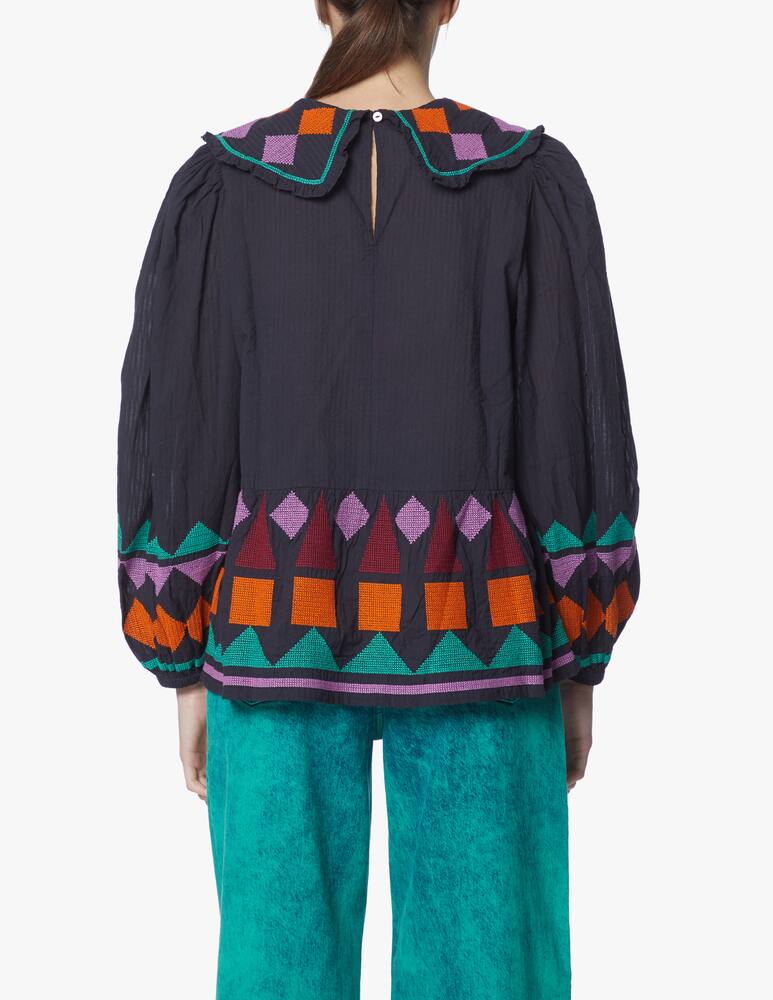 rinascente Stella Nova Ethnic embroidery blouse - blue