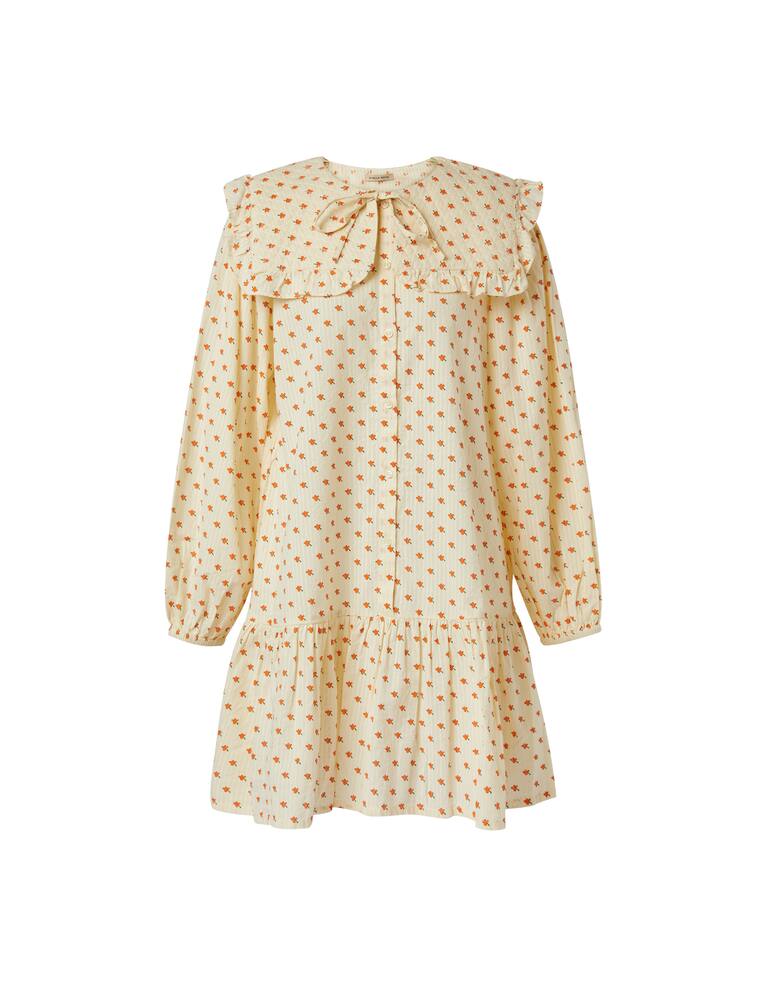 rinascente Stella Nova Flowery long sleeved mini dress - beige