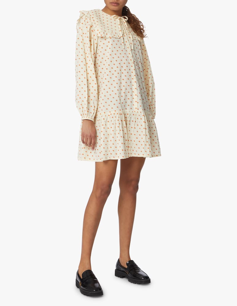 rinascente Stella Nova Flowery long sleeved mini dress - beige