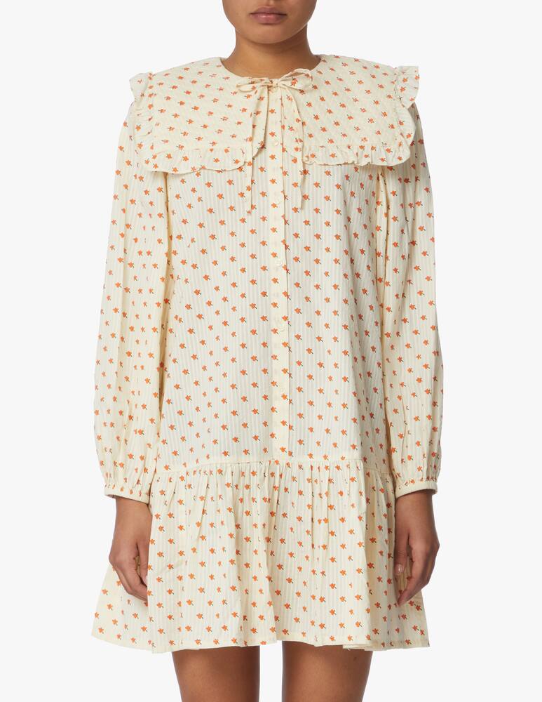 rinascente Stella Nova Flowery long sleeved mini dress - beige