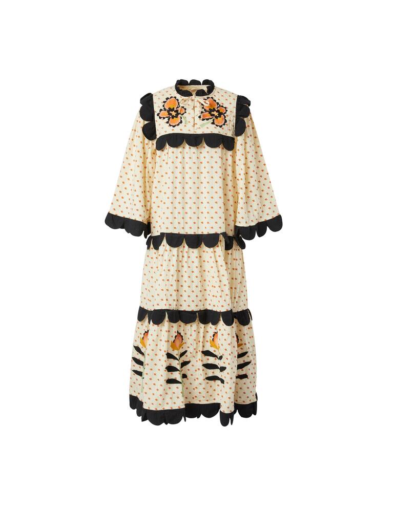 rinascente Stella Nova Long sleeved maxi dress with embroidery - beige