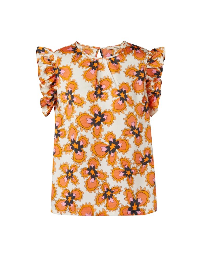 rinascente Stella Nova Blusa senza manica con stampa a fiori - arancione