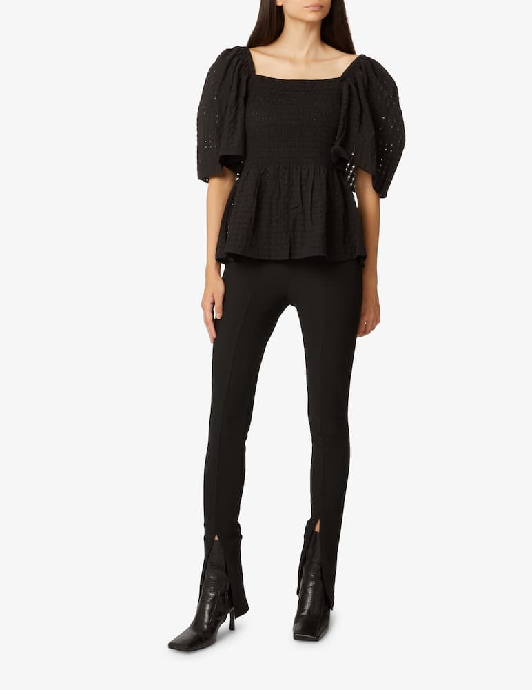 rinascente Stella Nova Top con maniche corte in misto cotone Smock - Nero