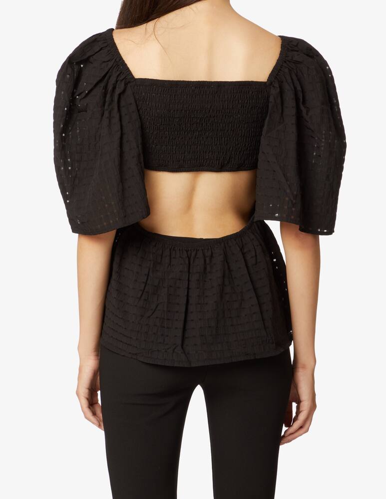 rinascente Stella Nova Top con maniche corte in misto cotone Smock - Nero