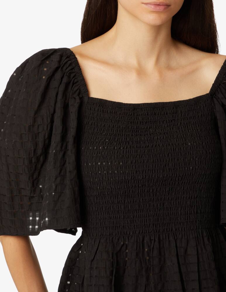 rinascente Stella Nova Top con maniche corte in misto cotone Smock - Nero