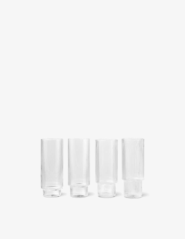 Ferm Living Ripple Bicchieri Long Drink - Set da 4 - Trasparente - immagine 1 Ferm Living Ripple Bicchieri Long Drink - Set da 4 - Trasparente - immagine 1