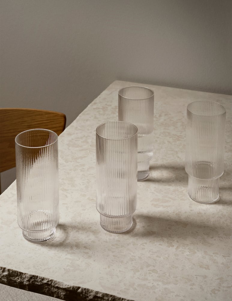 Ferm Living Ripple Bicchieri Long Drink - Set da 4 - Trasparente - immagine 2 Ferm Living Ripple Bicchieri Long Drink - Set da 4 - Trasparente - immagine 2