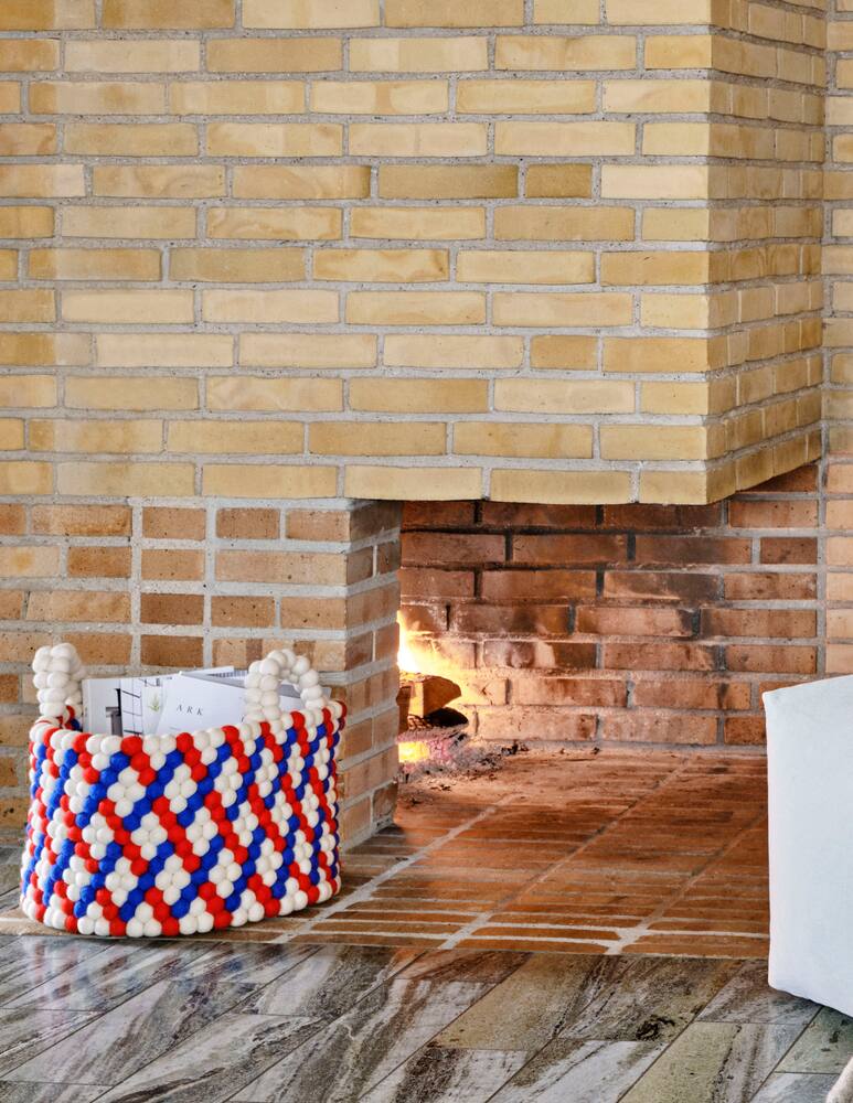 rinascente Hay Bead Basket With Handle - Multi