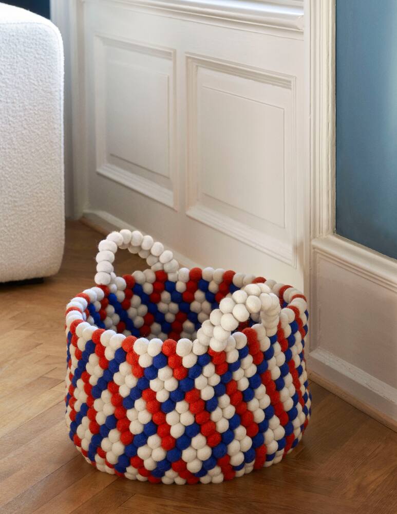 rinascente Hay Bead Basket With Handle - Multi