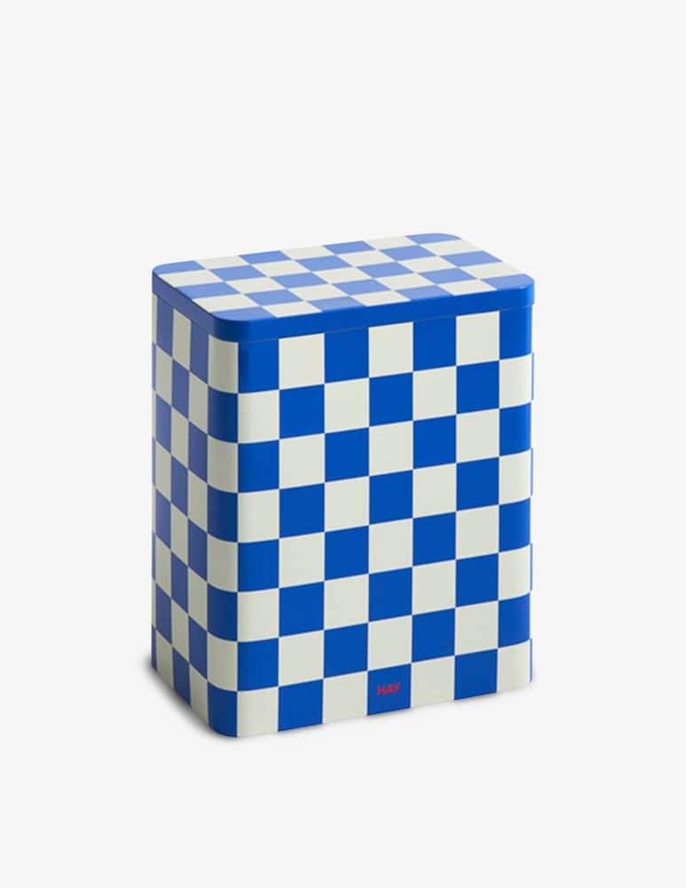 Hay Tin Container L Blue And Off White - picture 1 Hay Tin Container L Blue And Off White - picture 1