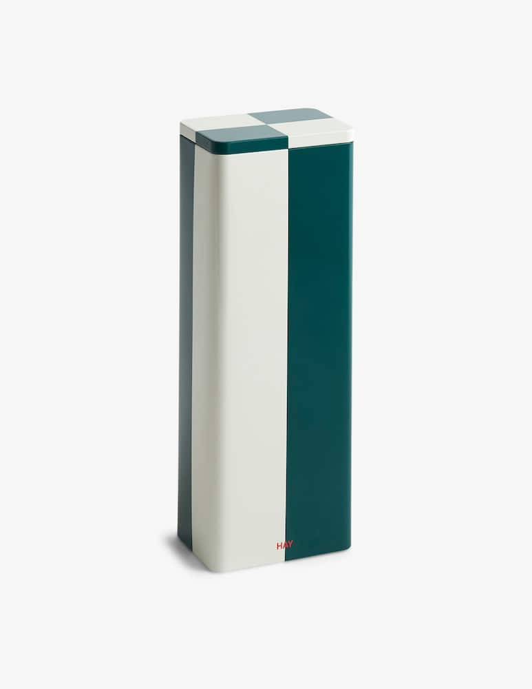 Hay Tin Container Slim Green And Off White - picture 1 Hay Tin Container Slim Green And Off White - picture 1