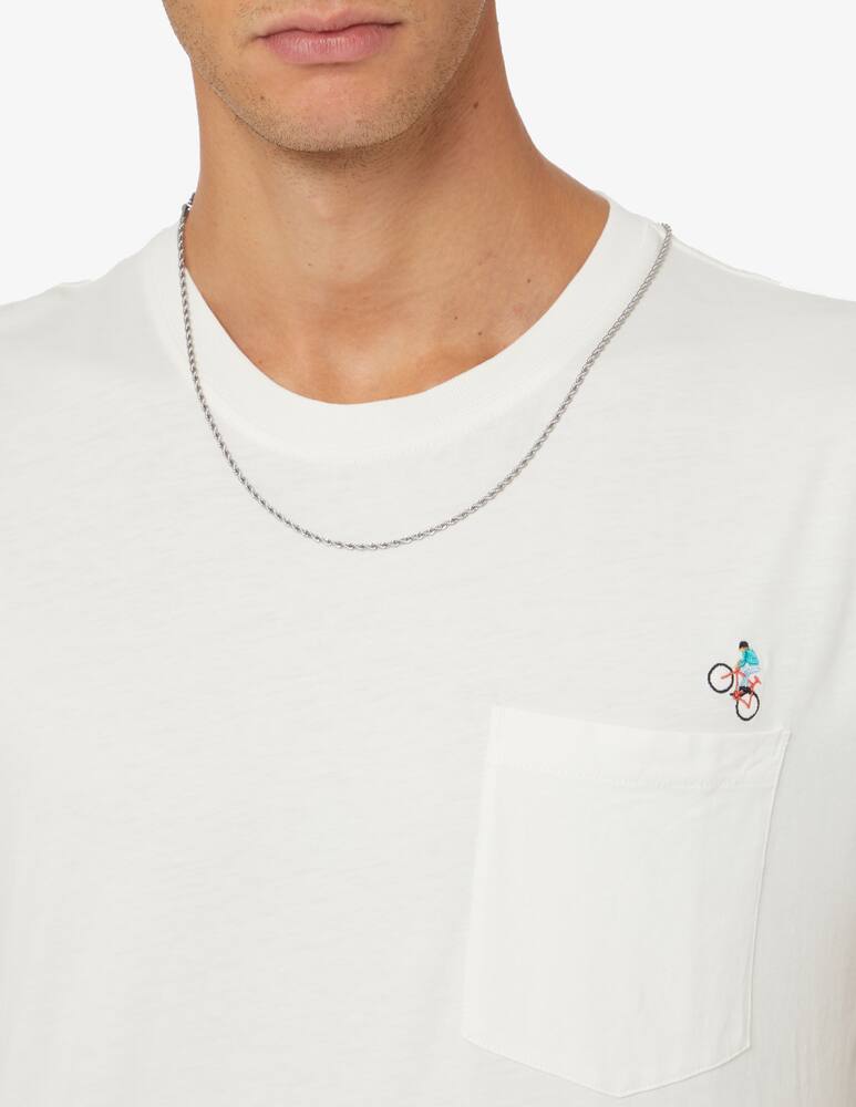 rinascente Revolution Maglietta ricamo bici taschino - Bianco