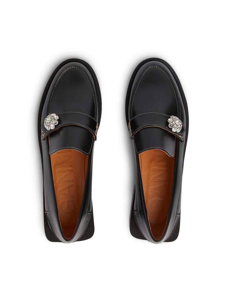 rinascente Ganni Jewel leather loafers - black