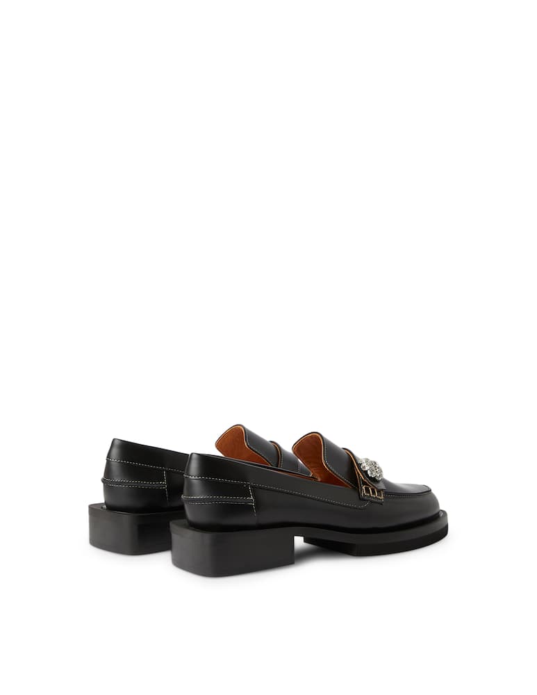rinascente Ganni Jewel leather loafers - black