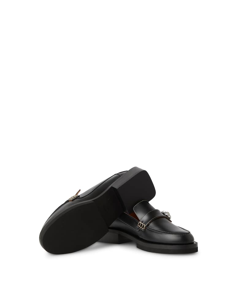 rinascente Ganni Jewel leather loafers - black