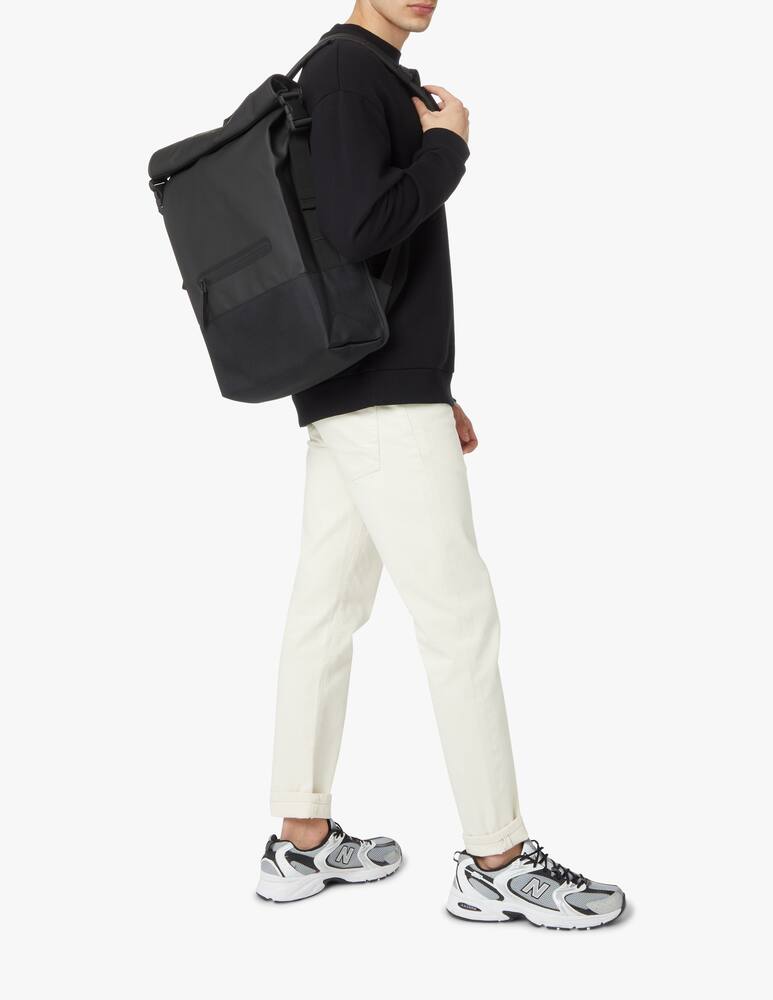 rinascente Rains Buckle Rolltop Rucksack Travel Backpack - Black