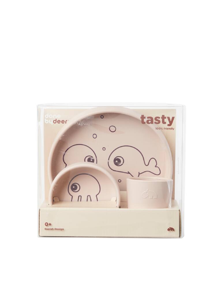 rinascente Done By Deer Set per la pappa in silicone alimentare rosa - rosa