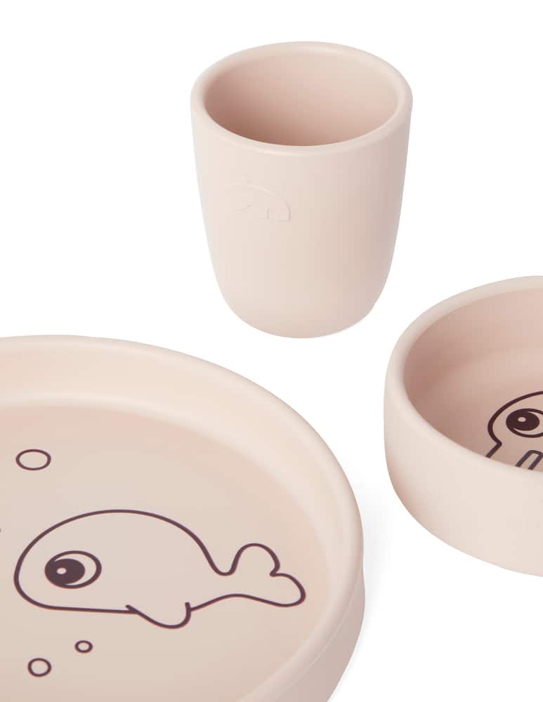 rinascente Done By Deer Set per la pappa in silicone alimentare rosa - rosa