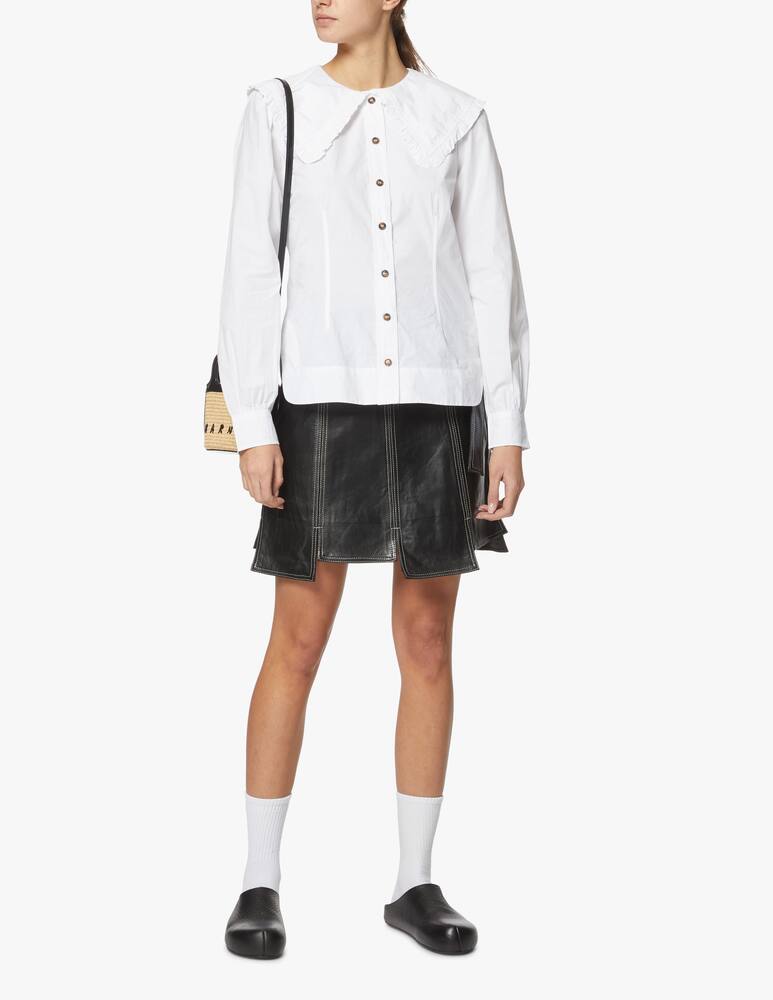 rinascente Ganni Camicia in cotone con collare grande - bianco