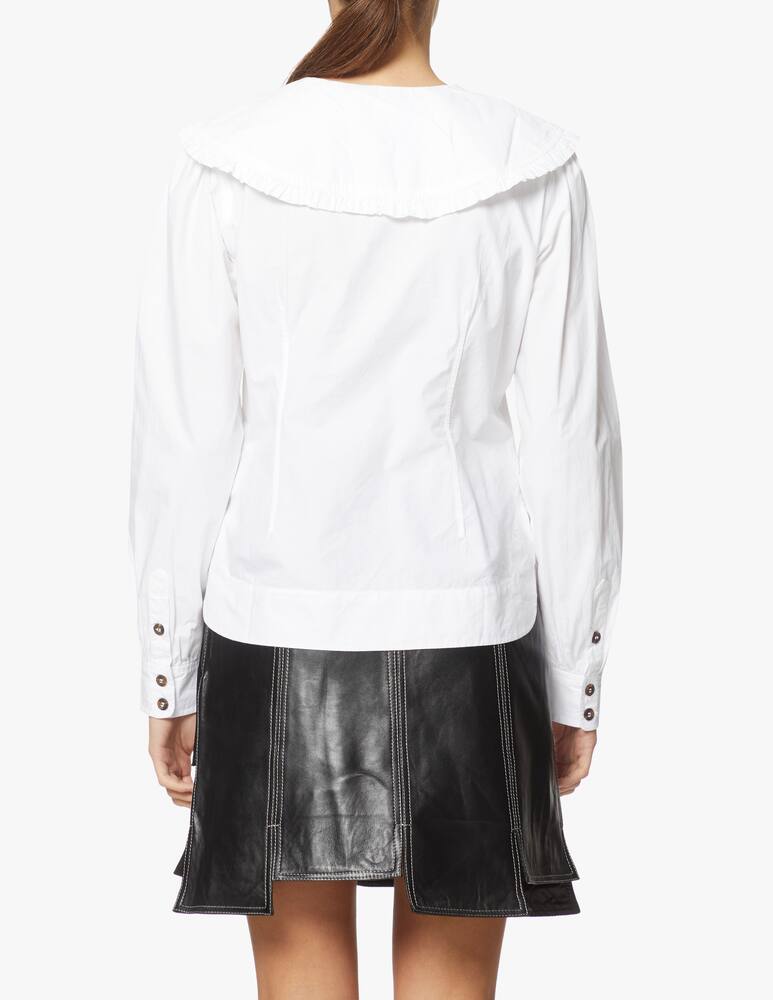 rinascente Ganni Camicia in cotone con collare grande - bianco