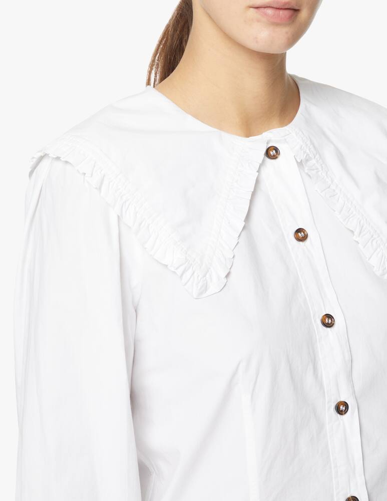 rinascente Ganni Camicia in cotone con collare grande - bianco