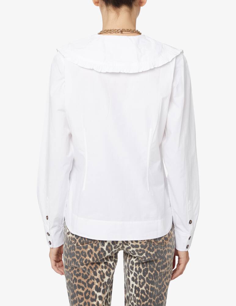 rinascente Ganni V-neck shirt with raffle - White
